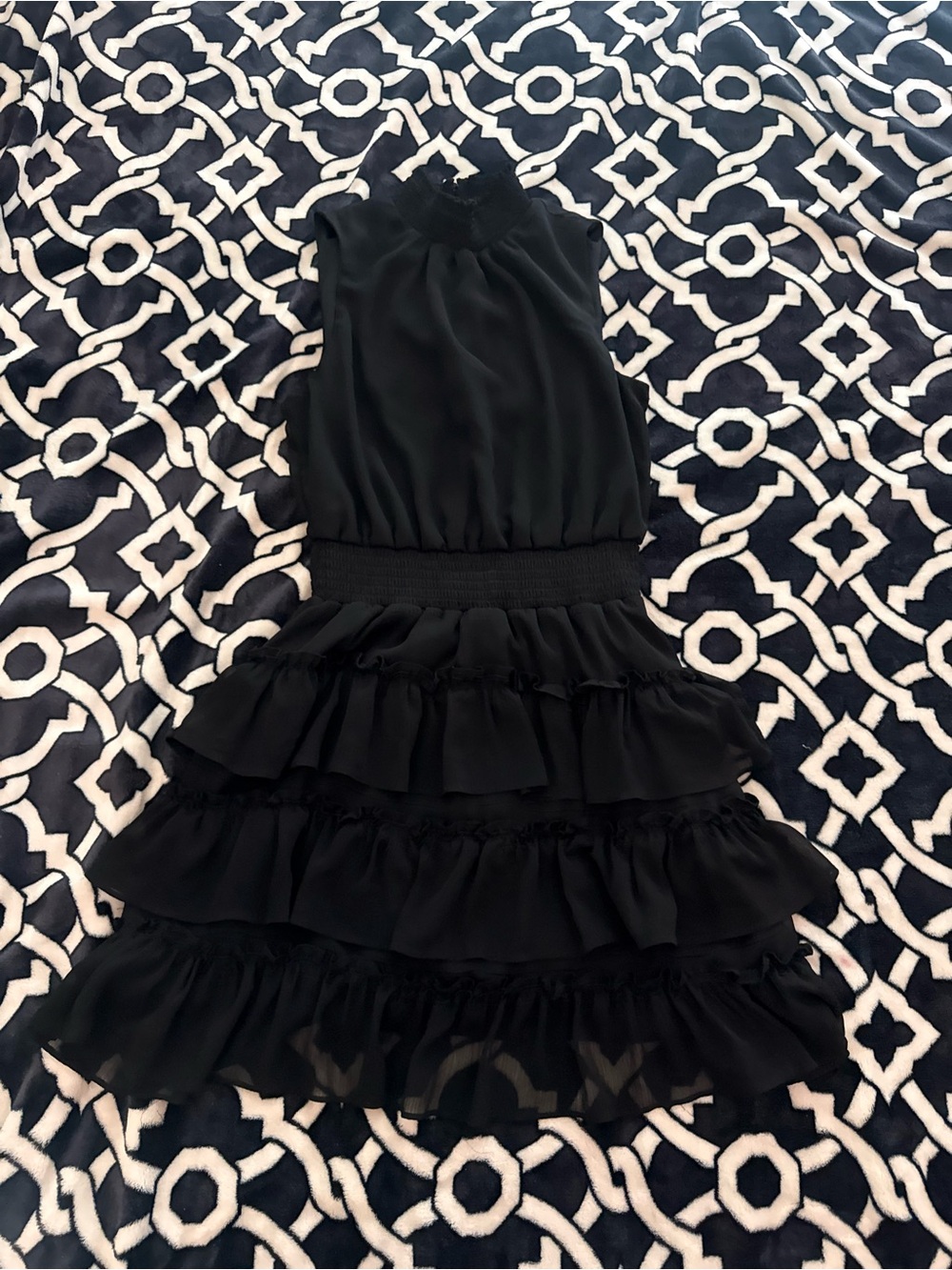 1. State Black Sleeveless Tiered Ruffle Mini Dress